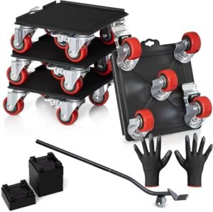 Heavy Duty Furniture Movers with Wheels Furniture Dolly Kit Moving Furniture Lift Mover Tool Set Wheels Piano Dolly Pool Table Dollies Double Bearings Locks Max Capacity 2000 lb 6.3 inch