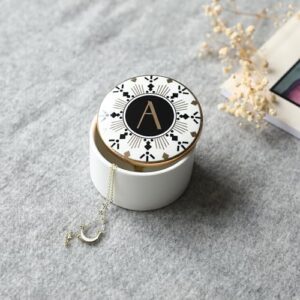 COLLECTIVE HOME - Monogram Jewelry Box, Bohemian Ceramic Trinket Box, Storage for Necklace Ring Bracelet Keys, Birthday Mother's Day Christmas Gift for Women, 3.25" x 2.5" (A) - Image 4