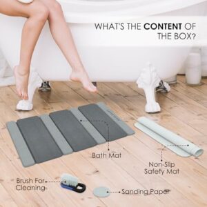 Stone Bath mat, Diatomaceous Earth Shower Mat, Non-Slip Super Absorbent Quick Drying Bathroom Floor Mat, Natural, Easy to Clean. (Dark Gray) - Image 3