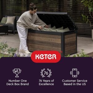 Keter City 30 Gallon Resin Outdoor Storage Box and Patio Storage Box Side Table for Pool and Garden Accessories, Dark Grey - Image 10