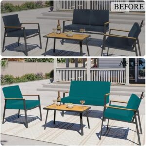 HEBE Outdoor Patio Cushion Covers Set of 12 Waterproof Stretch Seat Cushion Cover for Patio Furniture Clearance Outdoor Sofa Cushion Cover Replacement Couch Slipcovers Chair Seat Cover - Image 7