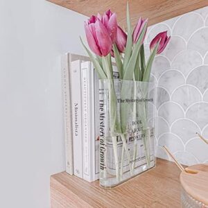 Puransen Clear Book Flower Vase - Floral Bookshelf Decor, Acrylic Flower Holder & Space-Saving Organizer, Modern Home Office/Study Desk Minimalist Aesthetic (Not Including Flowers) - Image 6