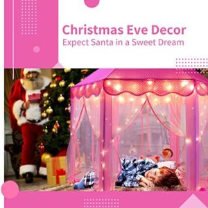 Sumbababy Princess Castle Tent for Girls Fairy Play Tents for Kids Hexagon Playhouse with Fairy Star Lights Toys for Children or Toddlers Indoor or Outdoor Games (Pink) - Image 2