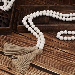 Farmhouse Beads 58in Wood Bead Garland with Tassels Rustic Country Decor Prayer Boho Beads Big Wall Hanging Decor - Image 7