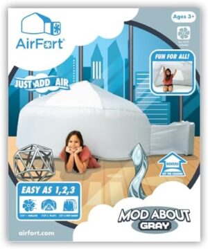 The Original Patented AirFort - Build A Fort in 30 Seconds, Inflatable Fort for Kids, Play Tent for 3-12 Years, A Playhouse Where Imagination Runs Wild, Fan not Included (Mod About Gray) - Image 2
