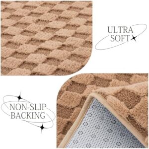 Aimuan Checkered Print Area Rug Cute Checkerboard Rugs Soft Shaggy Carpets Back Non-Slip Mat for Kids Bedroom Living Room Nursery Home Decor (Khaki, 3x5ft) - Image 5
