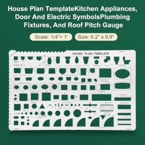 3 Pcs Interior Design Drawing Templates Including a House Floor Plan Template, a Furniture Template and an Interior Design/Kitchen/Bedroom Reusable Stencils for Drawing & Drawing Tools - Image 4