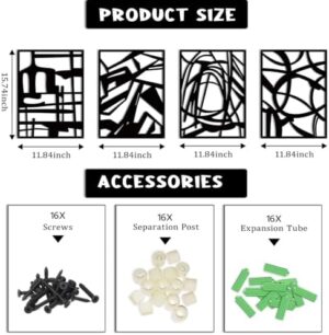 twinklemon Abstract Metal Wall Art 4PCS Minimalist Art Decoration 3D Abstract Wall Sculptures Black Single Line Home Decor Modern Large Wall Art for Living Room Bedroom Bathroom Office Study - Image 7