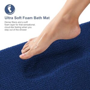 OLANLY Thick Memory Foam Bath Mat Rug 36x24, Extra Soft Absorbent Bathroom Rug, Quick Dry Bath Mats, Non-Slip, Machine Washable Carpet for Bathroom, Tub and Shower, Home Decor Accessories, Navy - Image 2