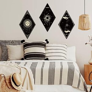 Sintuff 6 Pieces Boho Wall Decor Sun Moon Phases Wall Art Gothic Minimalist Stars Sun Wall Hanging Boho Wooden Home Decor Farmhouse Wall Pediments for Gallery Living Bedroom Room(Boho) - Image 6