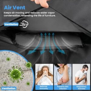 Duerer Patio Furniture Covers Waterproof 420D Outdoor Furniture Covers 74"L X 47"W X 28"H, for Patio Furniture Sets, Sofa, Table and Chair Set Cover, Anti-UV Rain Snow Dust Wind-Proof with Air Vent - Image 5