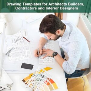 3 Pcs Interior Design Drawing Templates Including a House Floor Plan Template, a Furniture Template and an Interior Design/Kitchen/Bedroom Reusable Stencils for Drawing & Drawing Tools - Image 6