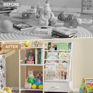 BBLIKE Kids Bookshelf and Toy Storage Organizer - 4 Tier Book Shelf with Movable Toy Box for Kids Rooms, Ideal Bookcase and Toy Organizer for Playroom, Bedroom, Nursery(PVC) - Image 4