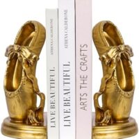 Bookends for Shelves, Heavy Duty Book Ends - Ballet Slipper Decorative Bookends with Anti-Slip Pad for Book Lovers Dancers Heavy Book Holder for Home Office Decor