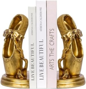 Bookends for Shelves, Heavy Duty Book Ends - Ballet Slipper Decorative Bookends with Anti-Slip Pad for Book Lovers Dancers Heavy Book Holder for Home Office Decor