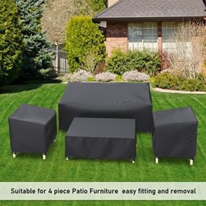 STARTWO Outdoor Patio Furniture Cover Waterproof 4-Piece Set for Chairs 32in, Loveseat 56in, Coffee Table 45in, Heavy Duty 500D, Black - Image 8