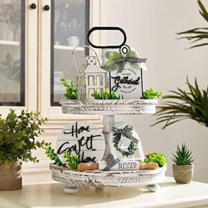 Houmury Set of 16 Farmhouse Tiered Tray Decor with 1 Lantern Artificial Plant& Cutting Board Sign for Rustic Home Kitchen Decor Tier Tray Decor Set (Tiered Tray Not Included) - Image 2