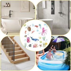 Non Slip Bathtub Stickers, 6 Pages Sea Organism Adhesive Kids Anti Slip Decal Threads for Shower Floor and Bath Tub Decals(Ocean) - Image 6