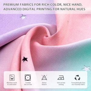 XiDi Blackout Curtains for 84 inches Long, Girls Bedroom Decro, Window Ombre Curtains 2 Panel Sets, Kids Room Unicorn Princess Theme Home Decor Colorful Rainbow Design Pink/Purple/Green - Image 3