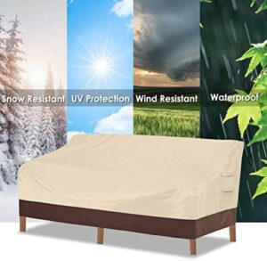 Vailge Heavy Duty Patio Sofa Cover, 100% Waterproof 3-Seater Outdoor Sofa Cover,Lawn Patio Furniture Covers with Air Vent and Handle,79" Wx 37" Dx 35" H,Beige&Brown - Image 7