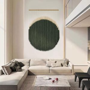 IOWER Large Macrame Wall Hanging Green Boho Wall Decor Macrame Beads Yarn Fiber Wall Art Beaded Tassel Home Decor For Bedroom Living room 39" W x 55" L - Image 4