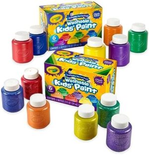 Crayola Washable Kids Paint Set (12ct), Classic and Glitter Paint for Kids, Arts & Crafts Supplies, Easter Basket Essentials, Toddler Painting Kit, 3+ [Amazon Exclusive]