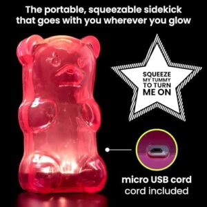 Gummygoods Squeezable Gummy Bear Night Light - Rechargeable, Portable, Squishy Lamp, 60-Min Sleep Timer - Christmas Gift for Kids & Adults, Baby Nursery, and Dorm Rooms - (Pink) - Image 5