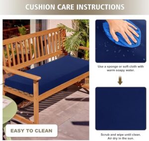 Outdoor Bench Cushion Waterproof 48"x18" – Fade-Resistant Patio Furniture Cushion with Ties for Porch Swing, Loveseat, or Indoor Bench Replacement, Navy Blue - Image 8
