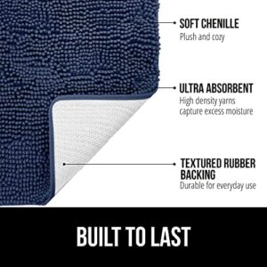 GORILLA GRIP Bathroom Rug Sets, Soft Chenille 2 Piece Area Rugs Set, Toilet Base Mat and 30x20 Carpet, Absorbent Microfiber Washable Mats Dry Quickly, Home Décor and Bath Room Accessories, Navy Blue - Image 3