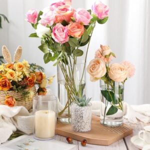 Nuogo 48 Pcs Plastic Cylinder Vases Tall Clear Flower Vases for Centerpieces Hurricane Candle Holder for Home Wedding Office Party Formal Dinners Decorations (4''/6''/8''/10'') - Image 6