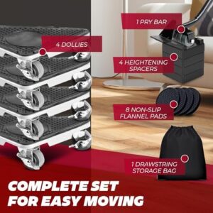Furniture Movers with 3 Wheels & Lifter Set - 360° Rotation, Supports 2650 lbs - Includes 4 Dollies, Pry Bar, Non-Slip Pads, & Storage Bag - Image 3