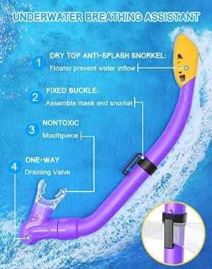 Gintenco Kids Snorkel Set, Diving Mask for Children as Unisex Kids Swimming Goggles, Anti-Fog Diving Mask and Dry Top Snorkel Combo Set for Junior and Youth - Image 5