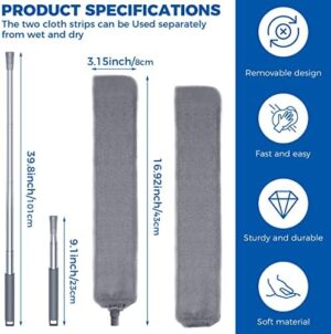Retractable Gap Dust Cleaner Cleaning Tools with 2 Microfiber Dusting Cloths Long Handle 60inches Washable and Retractable Duster Brush for Cleaning Under Appliances Furniture Couch Fridge - Image 2