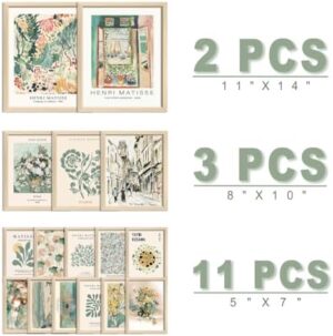 16 PCS Framed Sage Green Wall Art Decor, Matisse Wall Prints for Bedroom, Gallery Wall Frame Set, Abstract Posters for Living Room Aesthetic, Wall Collage Kit Pictures, Boho Dorm Home Decor - Image 2