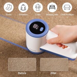 iRUNTEK Fabric Shaver, Rechargeable Lint Shaver, Electric Lint Remover with LED Display & Big Trash Box, Sweater Shavers to Remove Pilling, 3-Speeds Fuzz Remover for Clothes, Furniture, Couch, Blue - Image 2