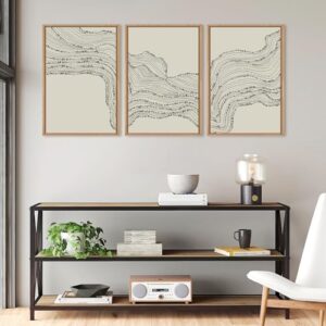 HLNIUC Neutral Abstract Framed Canvas Wall Art Set, Black Beige Wave Line Wall Decor, Large Minimalist Painting, Modern Geometric Art Print for Living Room, Bedroom, Dinning Room, Office - 24"x36"x3 - Image 5