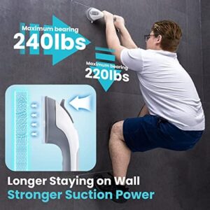 TAILI Grab Bars for Bathtubs and Showers 2 Pack Suction Grab Bar, Heavy Duty Shower Handle Removable Bath Handrails for Seniors and Elderly, Bathroom Safety Grip No Drilling Waterproof,Grey - Image 5