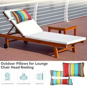Enipate Outdoor Pillow for Chaise Lounge Chair Pack of 2 Water Resistant Headrest Lumbar Pillows with Adjustable Elastic Strap Removable Machine Washable for Pool Patio Beach Chair Garden Furniture - Image 3