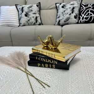 Decorative Books for Home Decor with Small Birds Statues Gold Home Decoration, Modern Style Coffee Table Book Decor, Stacked Books for Bedroom, Living Room, Office Desktop, Cabinets Shelf Decor - Image 5
