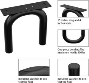 Orgerphy 18” Black U-Shape Metal Table Legs (2PCS)| Coffee Table Legs Heavy Duty Furniture Legs Bench Legs | Mid Century Modern Metal Legs for Coffee Table Furniture Bench Legs (18”H x 15”W) - Image 5
