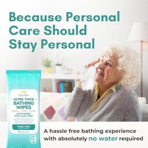 Nurture XL Ultra Thick Body Wipes for Adults w/Aloe | 120 Extra Large Disposable Cloth Wet Cleansing No Rinse Bathing Washcloths, Waterless Shower | Bath Wipe for Women, Men & Elderly - Image 2