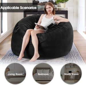 Bean Bag Chairs for Adults - Memory Foam Furniture BeanBag Chair - Kids/Teens Sofa with Soft Micro Fiber Cover - Round Fluffy Couch for Living Room Bedroom College Dorm - 3 ft, Black Stripe - Image 3