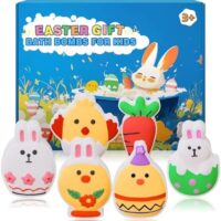 Easter Basket Stuffers Bath Bombs for Kids, 6 Pack Girls & Boys-Easter Bunny, Chicken & Egg Shapes -Handmade Gentle, Safe Fizz Balls-Great Easter Party Favors