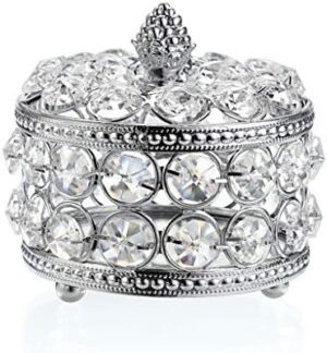 Hipiwe Crystal Mirrored Jewelry Box Jewelry Trinket Organizer Box Home Decor Ring Earrings Necklace Storage Holder Keepsake Box