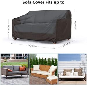 Heavy Duty Patio Sofa Cover Waterproof, Mrrihand 2-Seater Outdoor Sofa Loveseat Cover, Outdoor Patio Furniture Cover with Air Vent and Handles, 60" L×34" D×30" H, Black - Image 2