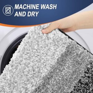 OLANLY Bathroom Rugs Sets 3 Piece, Soft Absorbent Microfiber Bath Mats and U-Shaped Contour Toilet Rug, Plush Shaggy Bath Mat Set for Bathroom (47"x20"+24"x16"+24"x20", Black) - Image 6