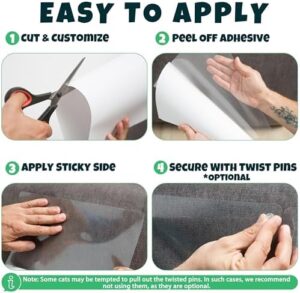 Anti Cat Scratch Furniture Protector, 10-Pack Couch Protector from Cat Claws – Heavy-Duty, Easy-to-Apply Scratching Deterrent and Shield for Sofa Corners, Walls, Doors- with 50 Twist Pins - Image 3