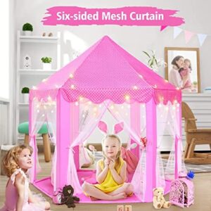 Monobeach Princess Tent Girls Large Playhouse Kids Castle Play Tent with Star Lights Toy for Children Indoor and Outdoor Games, 55'' x 53'' (DxH) - Image 3