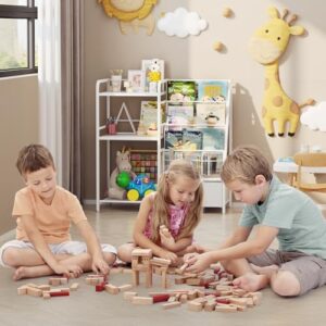 BBLIKE Kids Bookshelf and Toy Storage Organizer - 4 Tier Book Shelf with Movable Toy Box for Kids Rooms, Ideal Bookcase and Toy Organizer for Playroom, Bedroom, Nursery(PVC) - Image 5