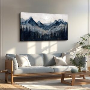 Wapluam Wall Art for Living Room Home Decorations Black And White Wall Painting Canvas Wall Decor For Bedroom Modern Office Decor Abstract Mountains Landscape Artwork Wall Pictures Ready To Hang - Image 2